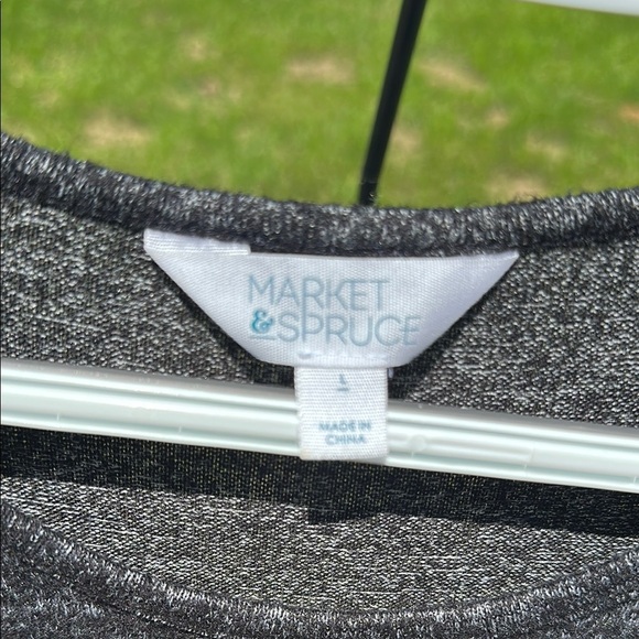 Market & Spruce Two-Tone Black & Mauve-Brown Knotted Top 3/4 Sleeved EUC LARGE - Picture 5 of 9